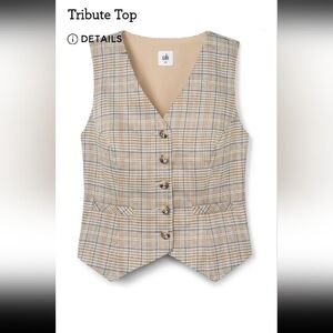 CAbi Women's Plaid Tribute Vest - Beige and Black Small